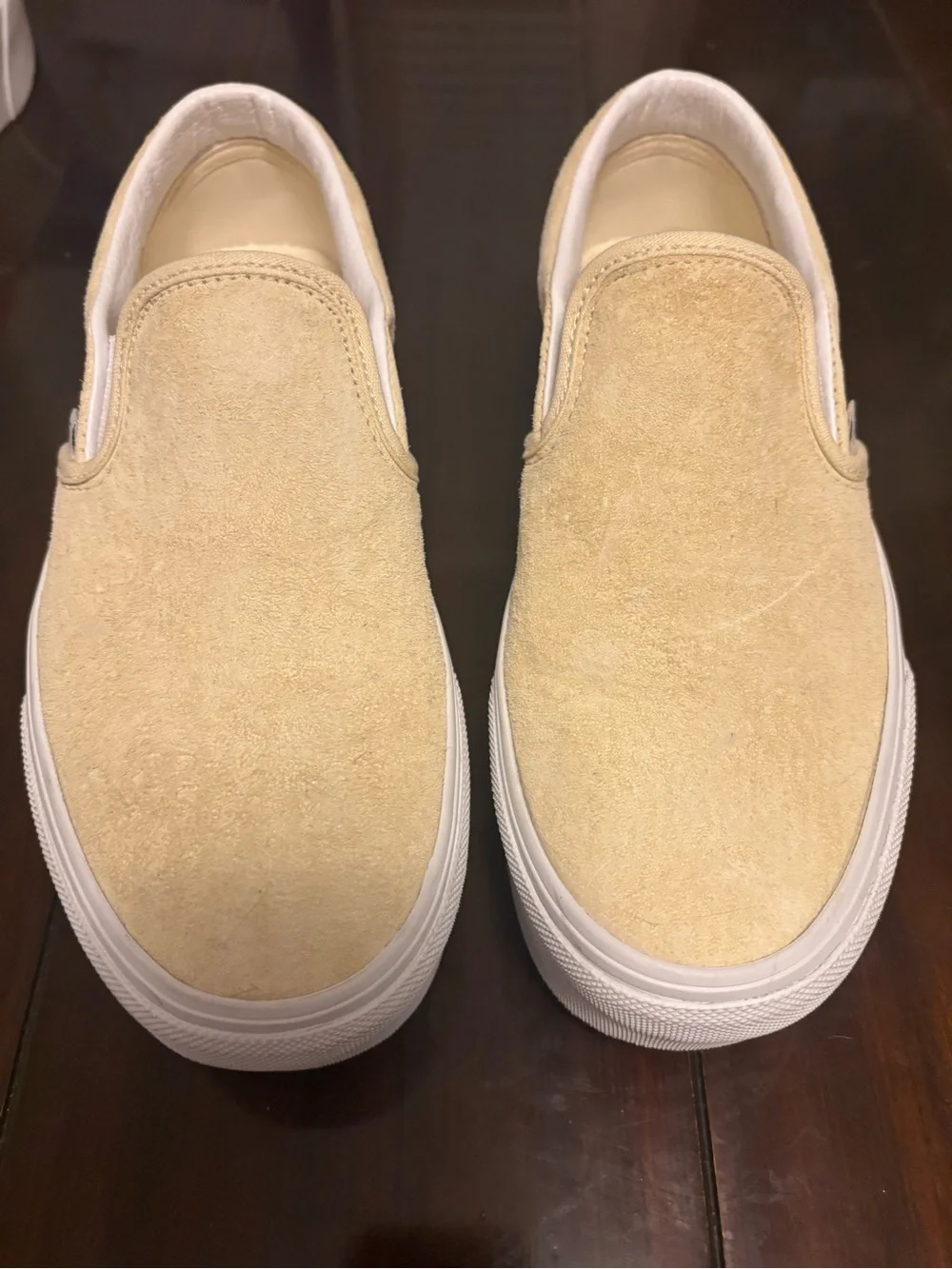 Vans Slip-On Suede Loafers in Pale Yellow